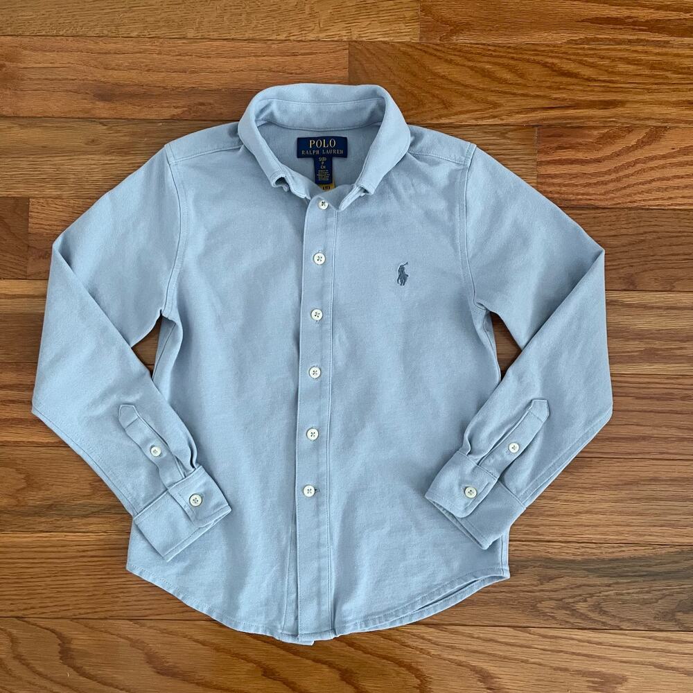 Polo Ralph Lauren Long Sleeve Knit Shirt Boys Small 8 Blue Classic Pony Logo